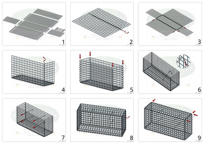 Gabion 200 cm x 100 cm x 30 cm (L x H x P), mailles 5 cm x 5 cm, spirale