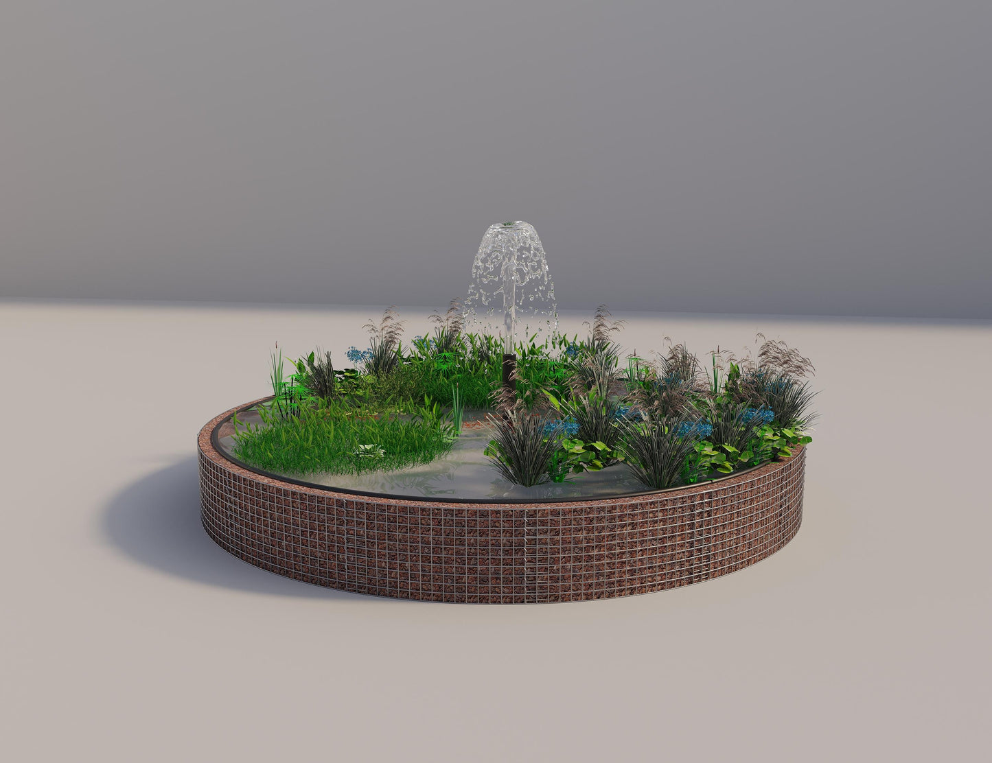 Gabionen Hochteich rund, Außendurchmesser 382 cm, Höhe 50 cm, Maschenweite 5 x 5 cm, Wandstärke 15 cm