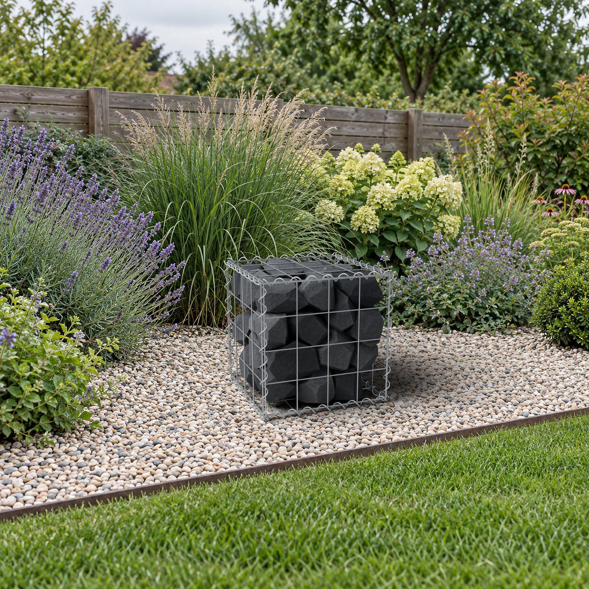 Gabion 40 cm x 40 cm x 40 cm (L x H x D), maskestørrelse 10 cm x 10 cm, spiral