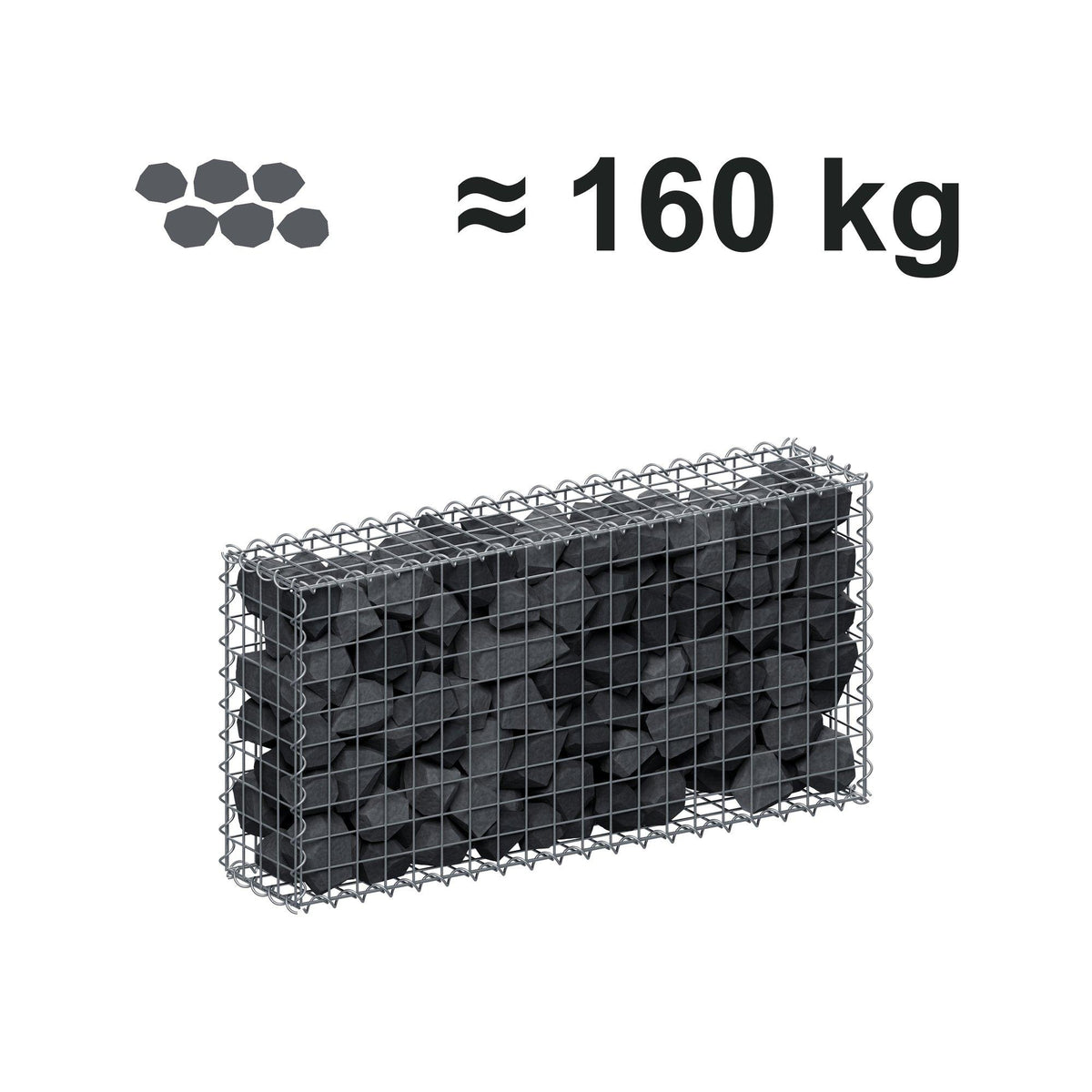 Gabião 100 cm x 50 cm x 20 cm (C x A x P), malhagem 5 cm x 5 cm, espiral