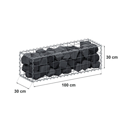 Gabião 100 cm x 30 cm x 30 cm (C x A x P), malhagem 10 cm x 10 cm, espiral