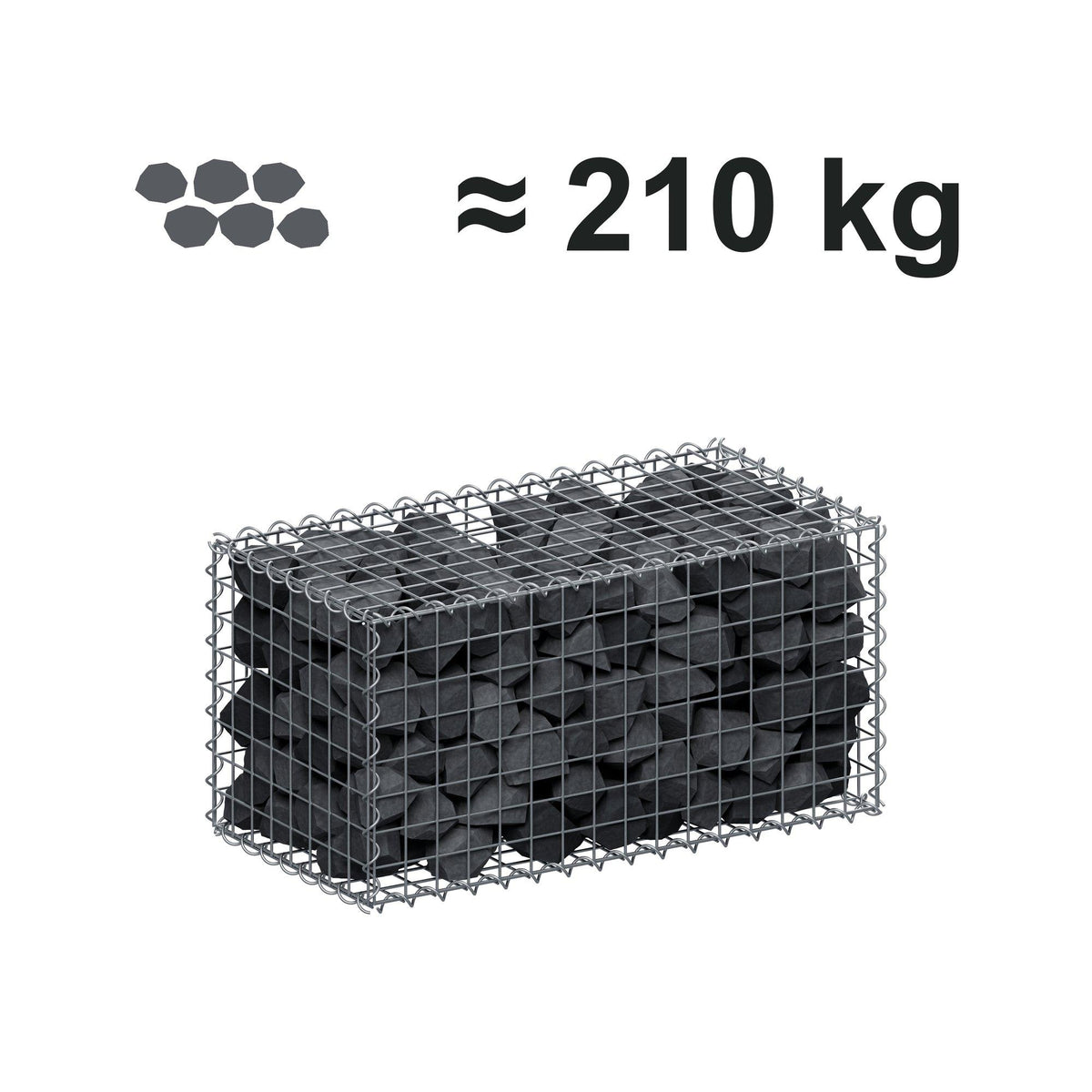 Gabião 80 cm x 40 cm x 40 cm (C x A x P), malhagem 5 cm x 5 cm, espiral