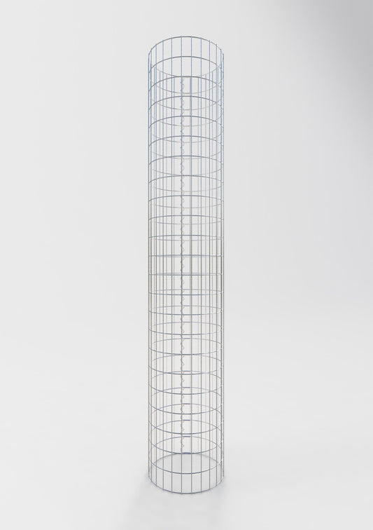 Schanskorfzuil rond 42 cm diameter, 230 cm hoogte, maaswijdte 5 cm x 10 cm