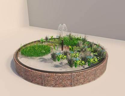 Gabion raised pond round, outer diameter 472 cm, height 50 cm, mesh size 5 x 5 cm, wall thickness 15 cm
