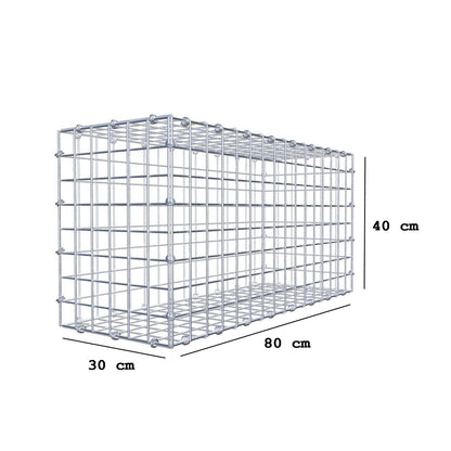 Gabião 80 cm x 40 cm x 30 cm (C x A x P), malhagem 5 x 5 cm, anel espiral