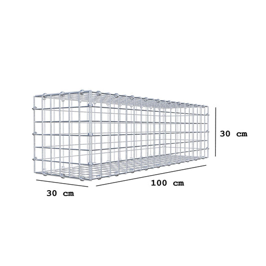 Gabione 100 cm x 30 cm x 30 cm (L x H x T), Maschenweite 5 x 5 cm, Spiralring