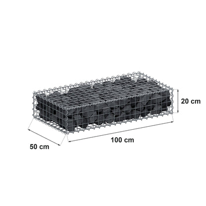 Gabion 100 cm x 20 cm x 50 cm (L x H x P), mailles 5 cm x 5 cm, spirale
