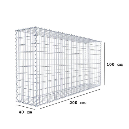 Gabbione 200 cm x 100 cm x 40 cm (L x H x P), maglia 5 cm x 10 cm, spirale