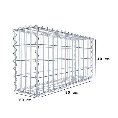 Gabião 80 cm x 40 cm x 20 cm (C x A x P), malhagem 5 cm x 10 cm, espiral