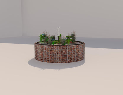 Estanque elevado de gaviones, redondo, diámetro exterior 172 cm, altura 50 cm, malla 5 x 5 cm, espesor de pared 15 cm