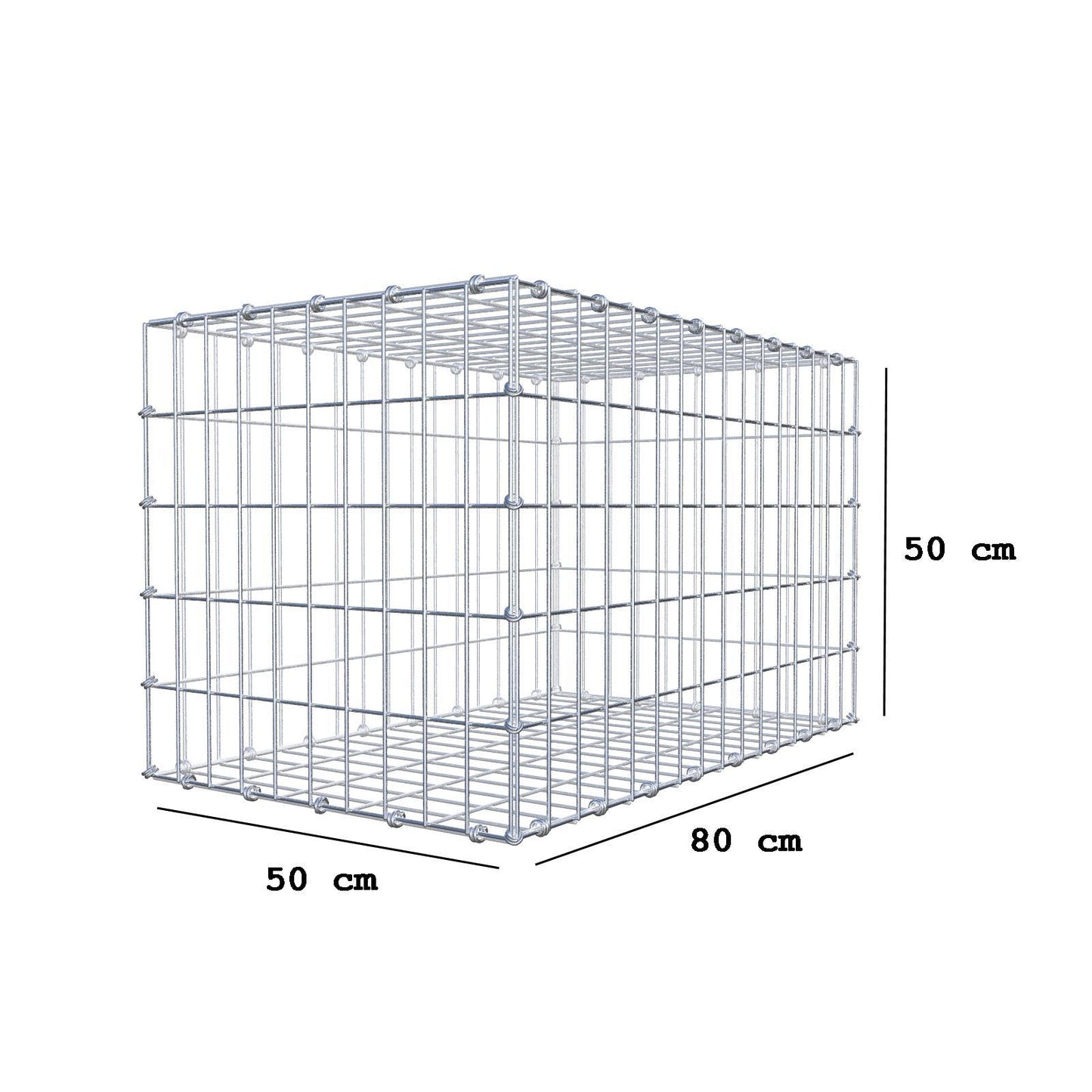 Gabião 80 cm x 50 cm x 50 cm (C x A x P), malhagem 5 x 10 cm, anel espiral