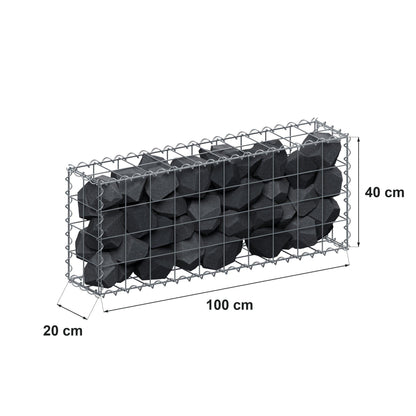Gabione 100 cm x 40 cm x 20 cm (L x H x T), Maschenweite 10 cm x 10 cm, Spirale