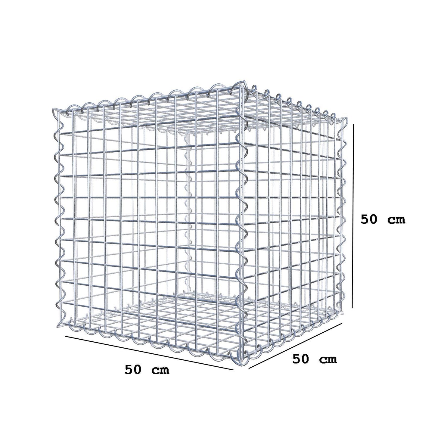 Schanskorf 50 cm x 50 cm x 50 cm (L x H x D), maaswijdte 5 cm x 5 cm, spiraal