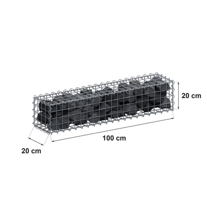 Gabione 100 cm x 20 cm x 20 cm (L x H x T), Maschenweite 5 cm x 5 cm, Spirale