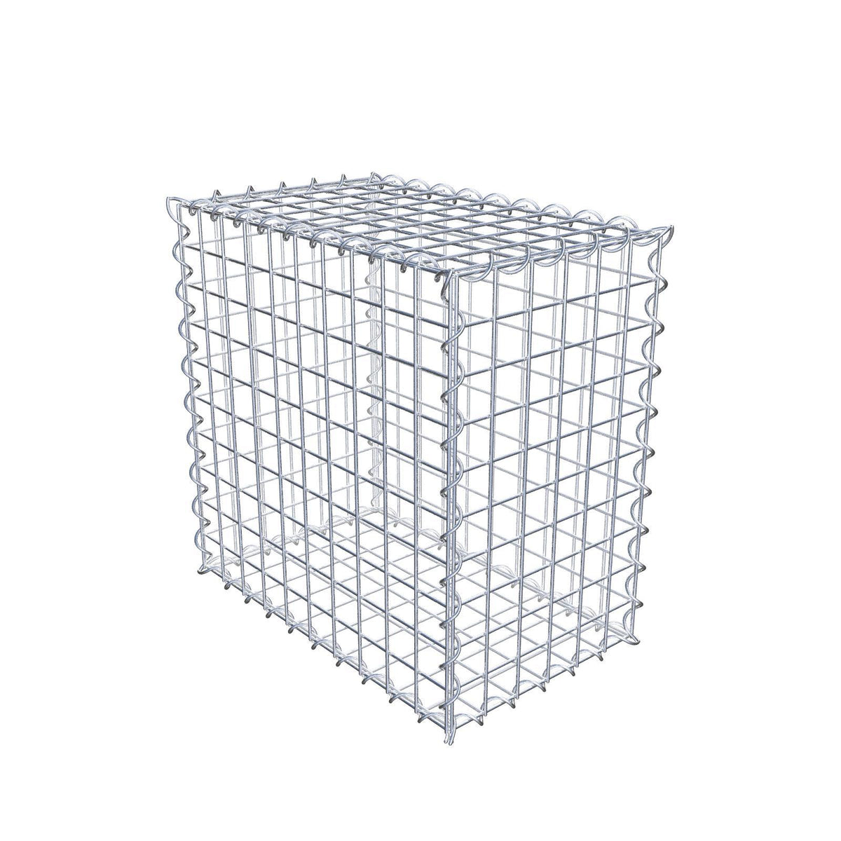 Gabião 50 cm x 50 cm x 30 cm (C x A x P), malhagem 5 cm x 5 cm, espiral