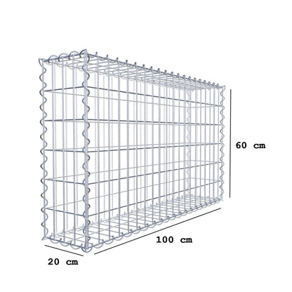 Juego de 2 gaviones 100 cm x 60 cm x 20 cm (L x A x P), malla 5 x 10 cm, espiral