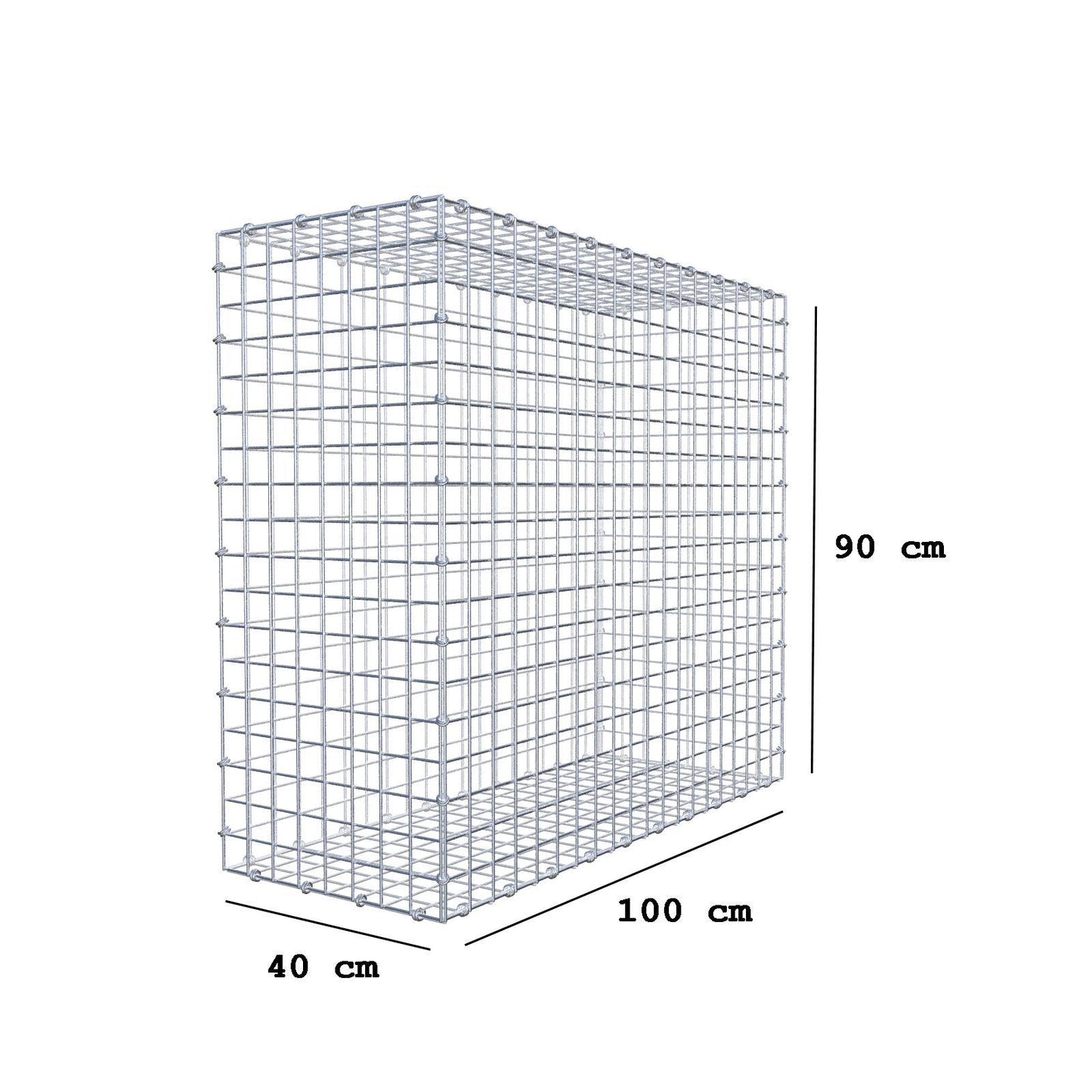 Gabion 100 cm x 90 cm x 40 cm (L x H x D), mesh size 5 x 5 cm, spiral ring