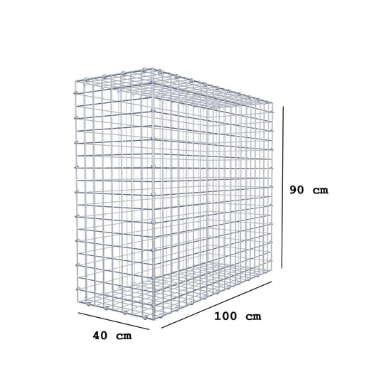 Gabion 100 cm x 90 cm x 40 cm (L x H x D), maskstorlek 5 x 5 cm, spiralring