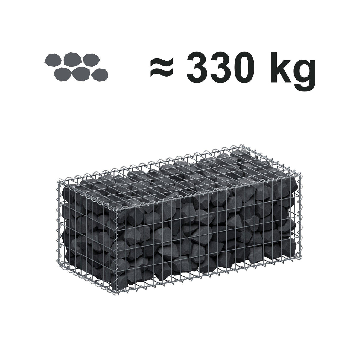 Schanskorf 100 cm x 40 cm x 50 cm (L x H x D), maaswijdte 5 cm x 10 cm, spiraalvormig