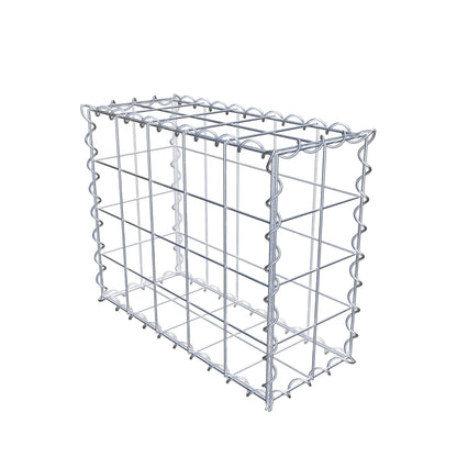 Schanskorf 50 cm x 40 cm x 20 cm (L x H x D), maaswijdte 10 cm x 10 cm, spiraalvormig
