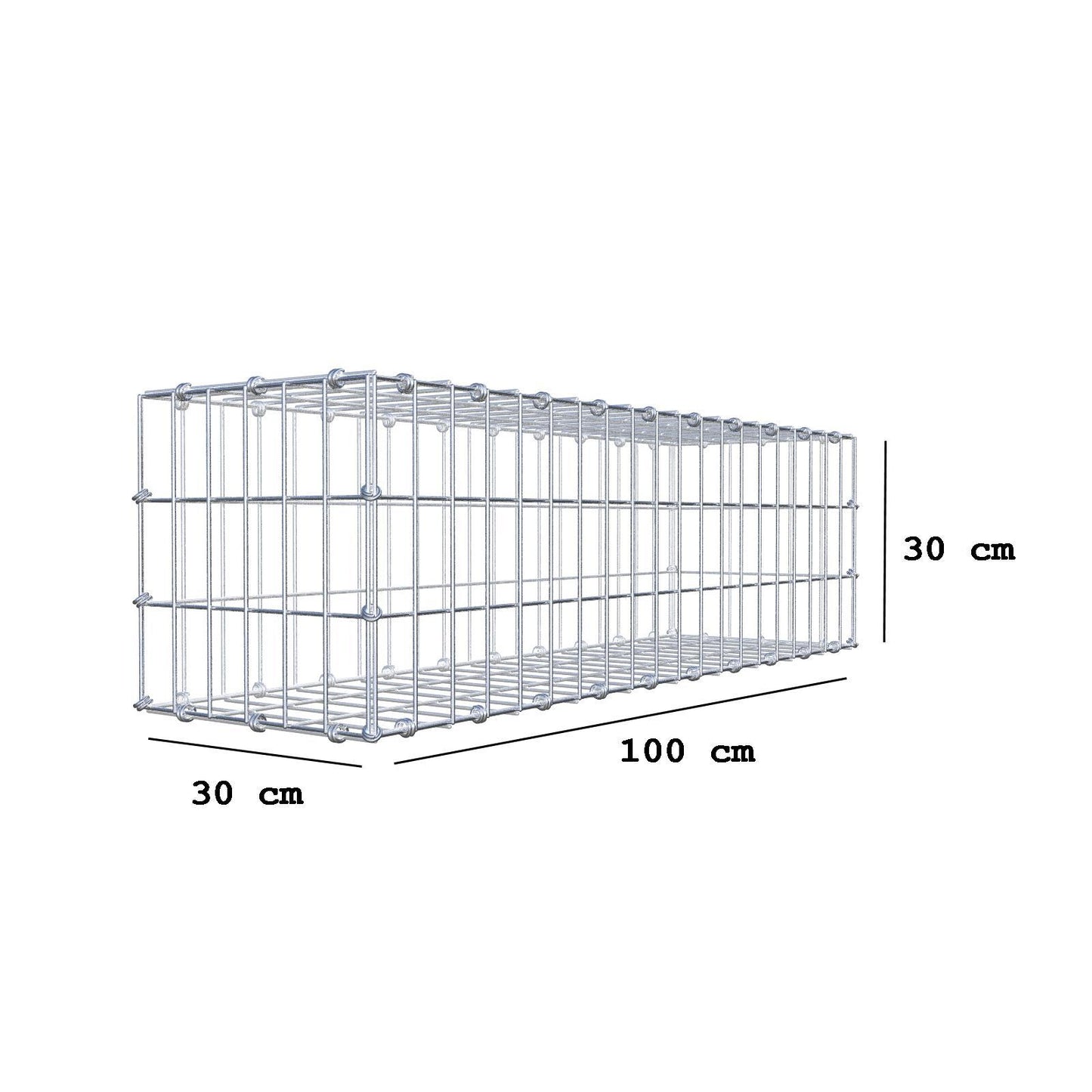 Gabion 100 cm x 30 cm x 30 cm (L x H x P), mailles 5 x 10 cm, anneau en spirale