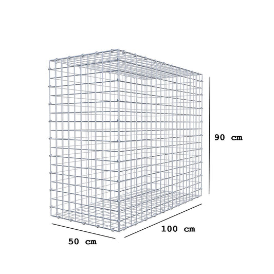 Gabione 100 cm x 90 cm x 50 cm (L x H x T), Maschenweite 5 x 5 cm, Spiralring