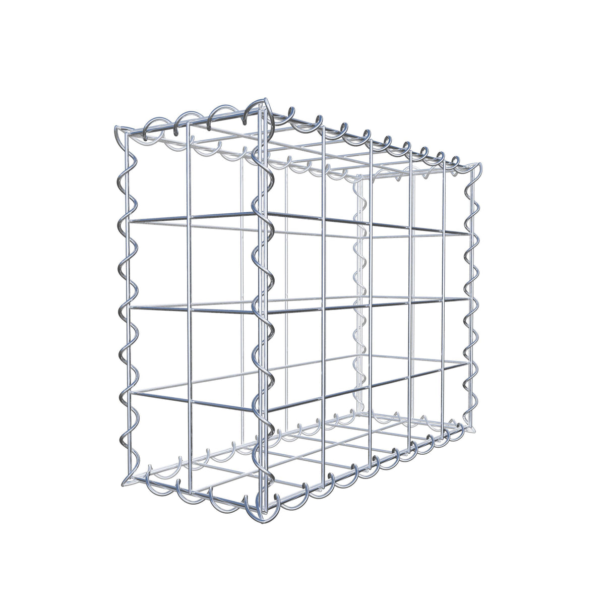 Gabião 50 cm x 40 cm x 20 cm (C x A x P), malhagem 10 cm x 10 cm, espiral