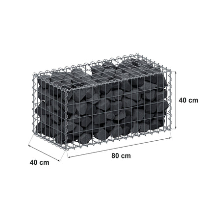 Gabion 80 cm x 40 cm x 40 cm (L x H x P), mailles 5 cm x 10 cm, spirale
