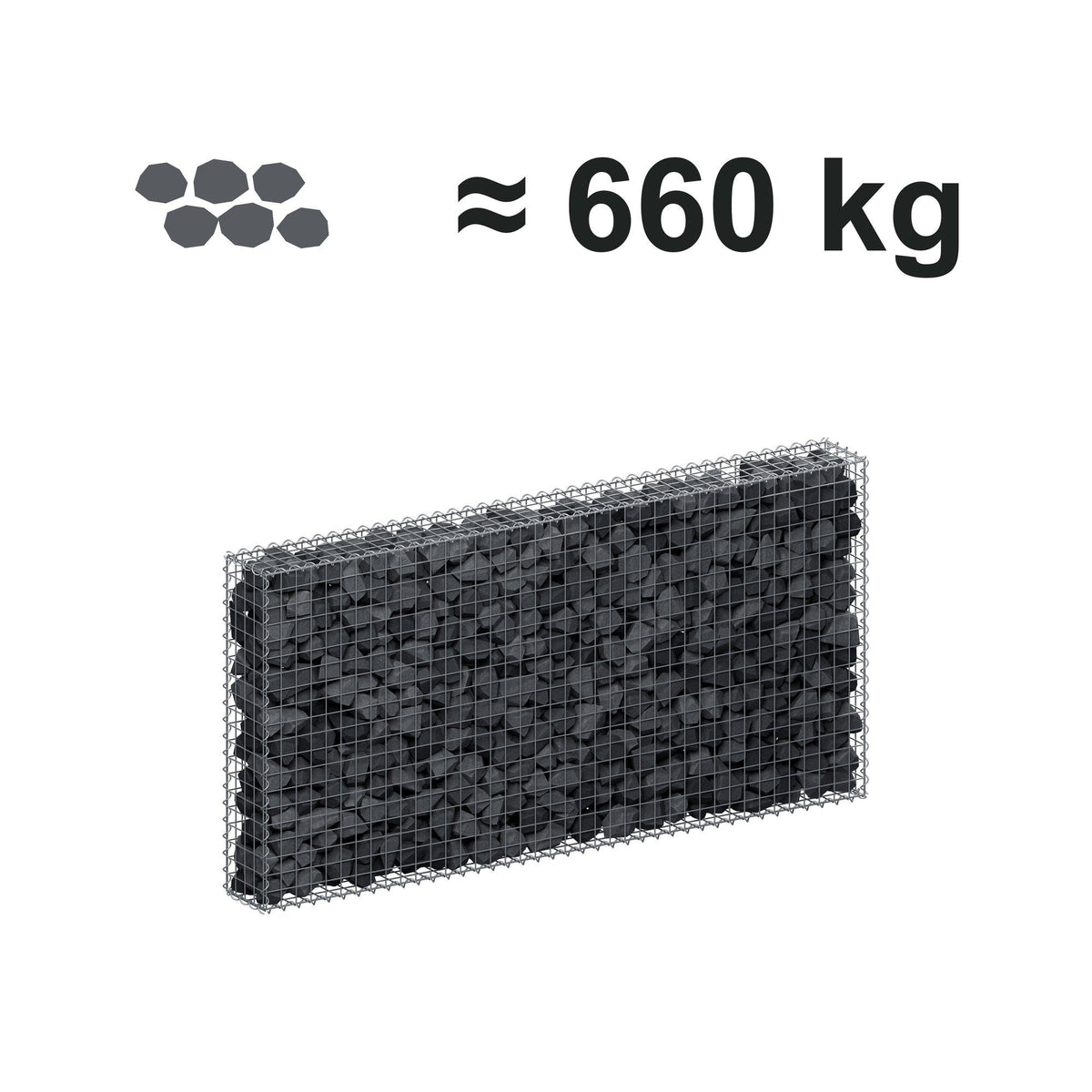 Gabião 200 cm x 100 cm x 20 cm (C x A x P), malhagem 5 cm x 5 cm, espiral