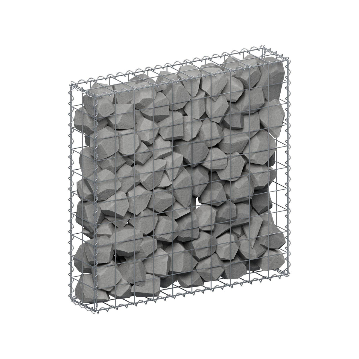 Gabião 100 cm x 100 cm x 20 cm (C x A x P), malhagem 10 cm x 10 cm, espiral