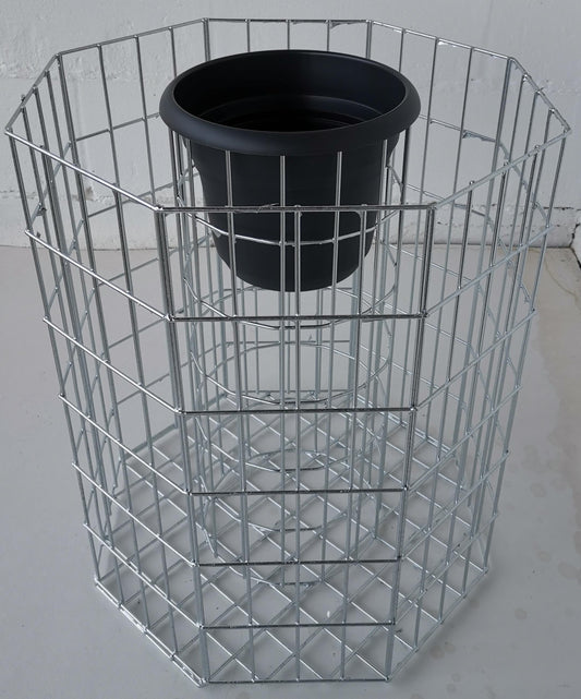 Columna de flor octogonal, altura 62 cm, MW 5 x 10 cm, galvanizada en caliente incl. maceta