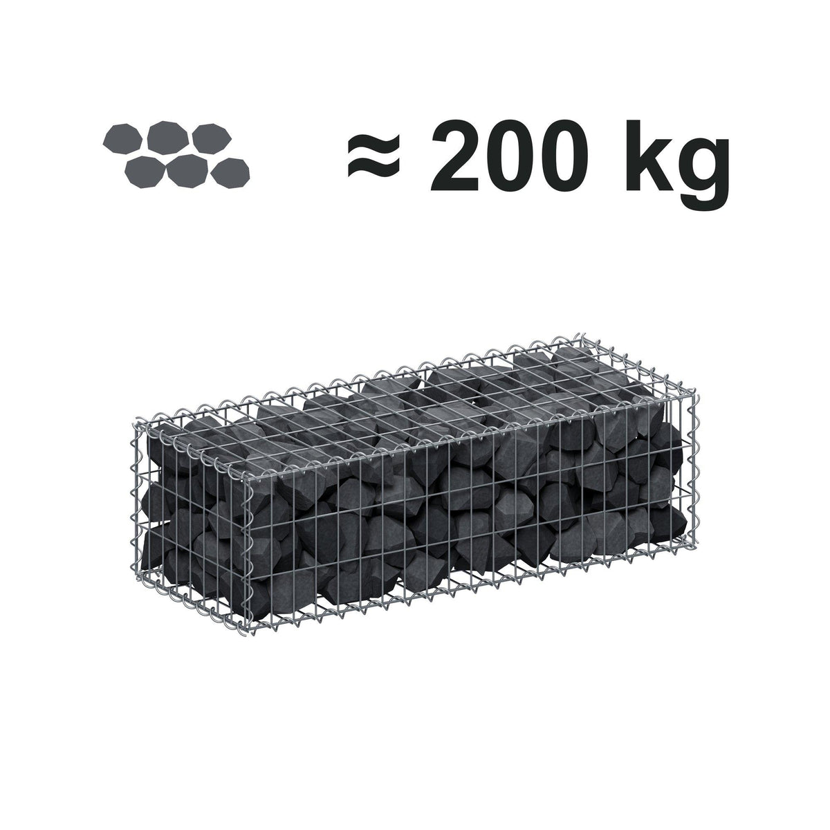 Schanskorf 100 cm x 30 cm x 40 cm (L x H x D), maaswijdte 5 cm x 10 cm, spiraalvormig