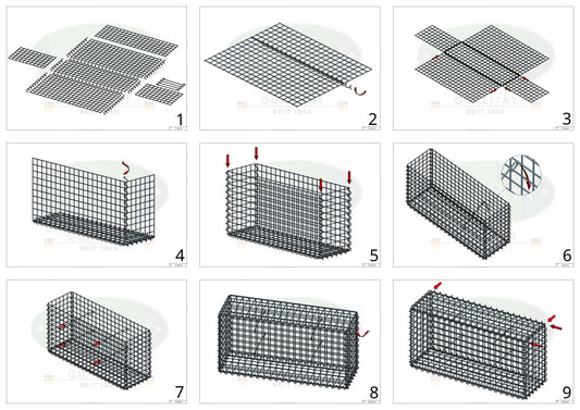 Gabion 50 cm x 40 cm x 20 cm (L x H x P), mailles 5 cm x 5 cm, spirale