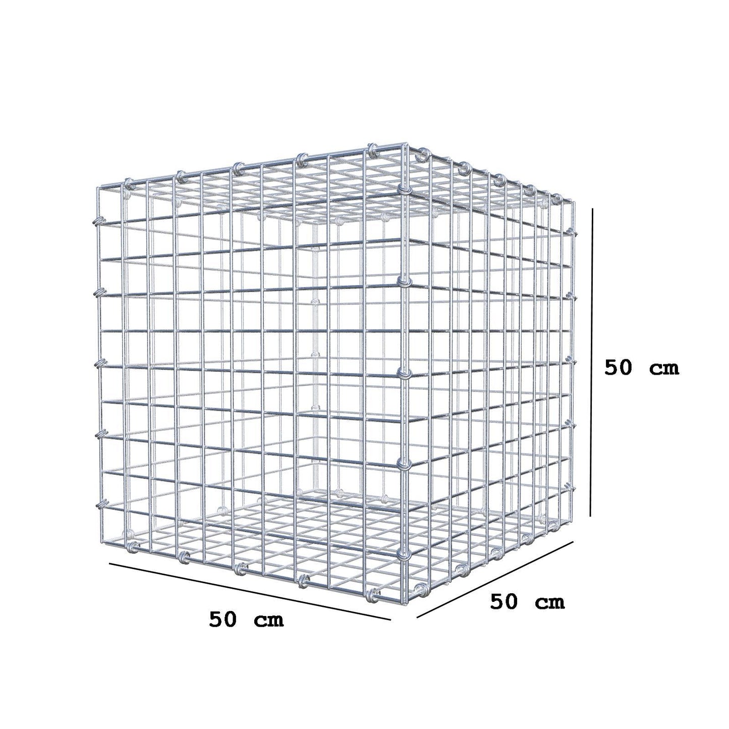 Gabião 50 cm x 50 cm x 50 cm (C x A x P), malhagem 5 x 5 cm, anel espiral