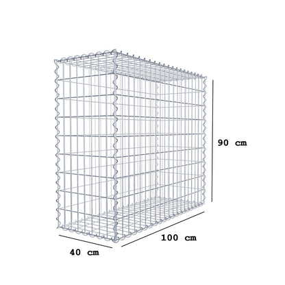 Gabião 100 cm x 90 cm x 40 cm (C x A x P), malhagem 5 cm x 10 cm, espiral