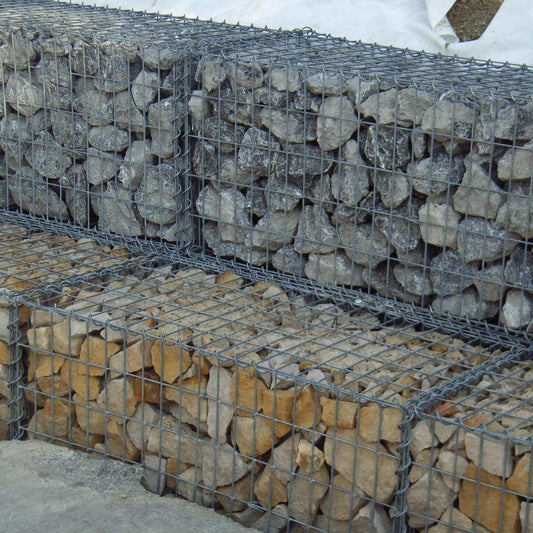 Gabião 100 cm x 50 cm x 50 cm (C x A x P), malhagem 5 cm x 10 cm, espiral