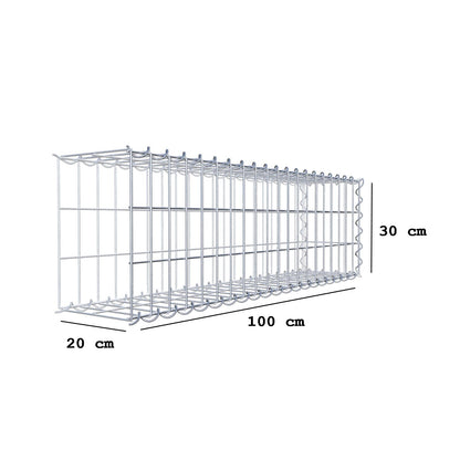 Opvokset gabion type 2 100 cm x 30 cm x 20 cm (L x H x D), maskestørrelse 5 cm x 10 cm, spiral