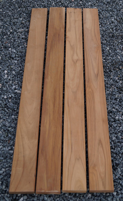 Gartenbank mit 3 Gabionen - Teakholz, 205 cm Länge x 60 cm Höhe x 37 cm Tiefe, galvanisch verzinkt, MW 5 x 5 cm