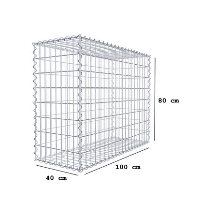 Gabbione 100 cm x 80 cm x 40 cm (L x H x P), maglia 5 cm x 10 cm, spirale