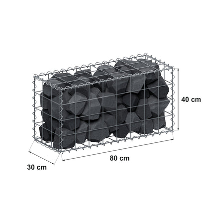 Gabião 80 cm x 40 cm x 30 cm (C x A x P), malhagem 10 cm x 10 cm, espiral