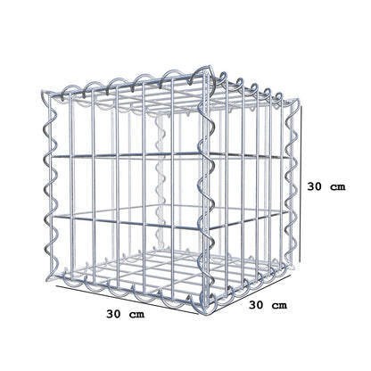 Gabião 30 cm x 30 cm x 30 cm (C x A x P), malhagem 5 cm x 10 cm, espiral