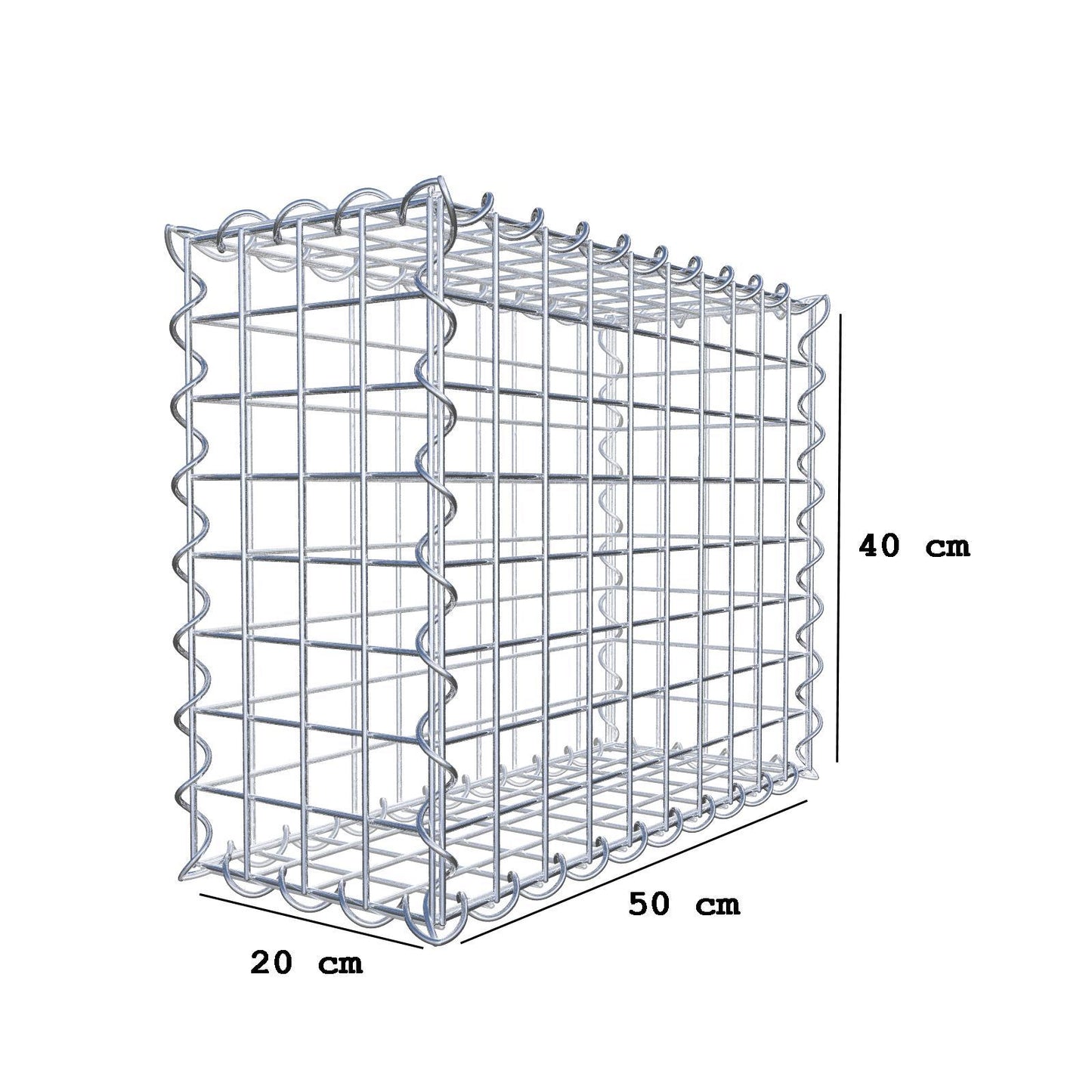 Gabion 50 cm x 40 cm x 20 cm (L x H x P), mailles 5 cm x 5 cm, spirale