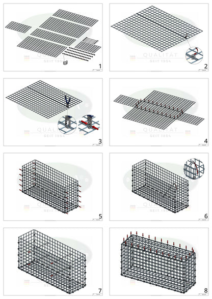 Gabion 100 cm x 100 cm x 20 cm (L x H x P), mailles 5 x 5 cm, anneau en spirale