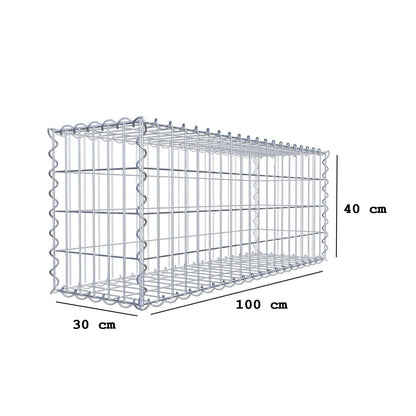 Gabion 100 cm x 40 cm x 30 cm (L x H x P), mailles 5 cm x 10 cm, spirale