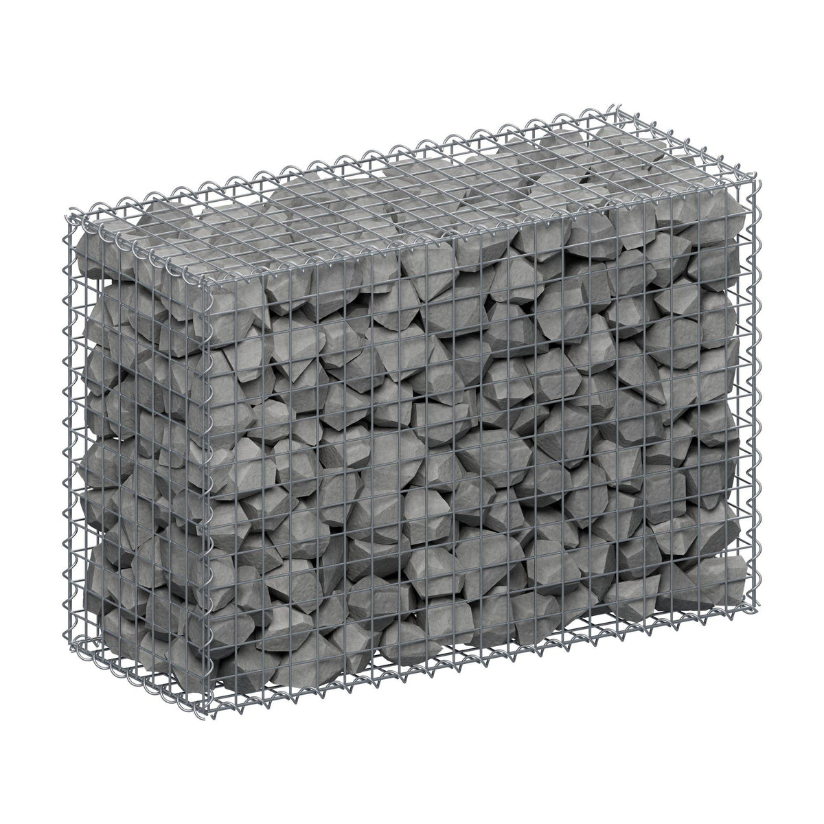 Gabião 100 cm x 70 cm x 40 cm (C x A x P), malhagem 5 cm x 5 cm, espiral