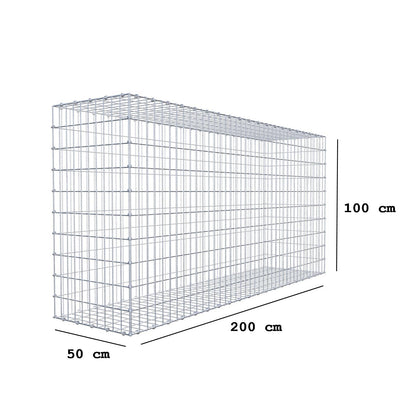 Gabião 200 cm x 100 cm x 50 cm (C x A x P), malhagem 5 x 10 cm, anel espiral