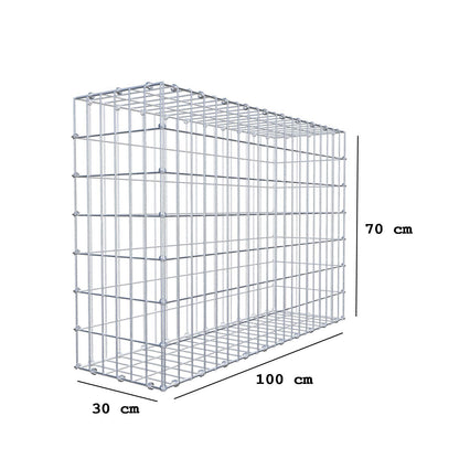 Gabião 100 cm x 70 cm x 30 cm (C x A x P), malhagem 5 x 10 cm, anel espiral