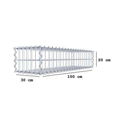 Gabião 100 cm x 20 cm x 30 cm (C x A x P), malhagem 5 cm x 10 cm, espiral