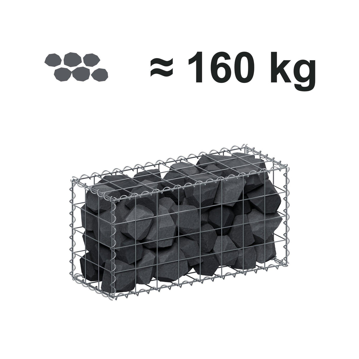 Gabião 80 cm x 40 cm x 30 cm (C x A x P), malhagem 10 cm x 10 cm, espiral