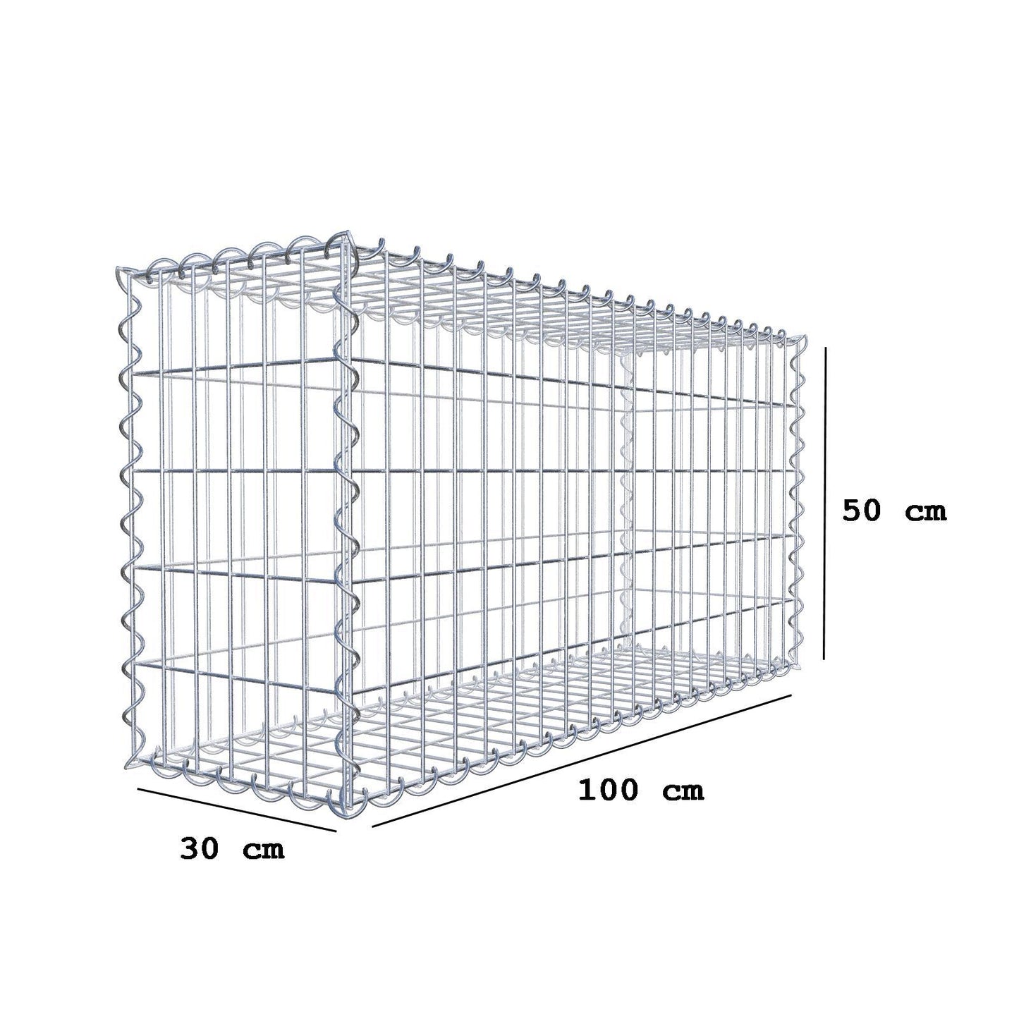 Economy set 3x schanskorf 100 cm x 50 cm x 30 cm (L x H x D), maaswijdte 5 cm x 10 cm, spiraal